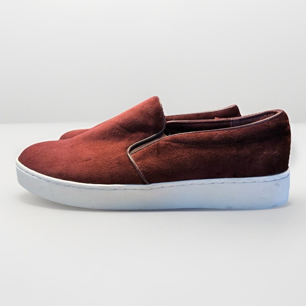 Vionic Splendid Midi Holiday Wine Velvet Slip On Loafer Sneaker Sz 8.5